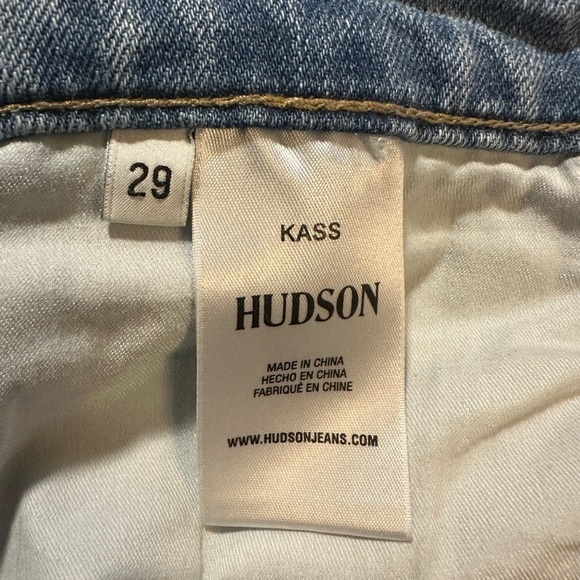 Hudson Kass Distressed High Rise Ankle Crop Straight Leg Jeans Light Wash 29 - Picture 8 of 10